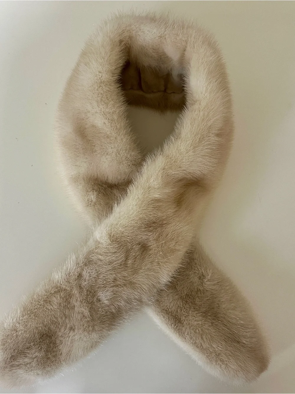 Mink Fur Coat Collar - Cream
